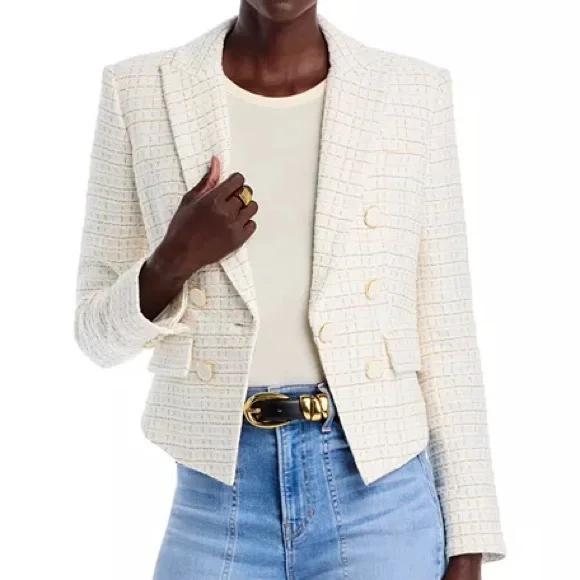 Veronica Beard White Plaid Blazer in Size 0 - Picture 3 of 11